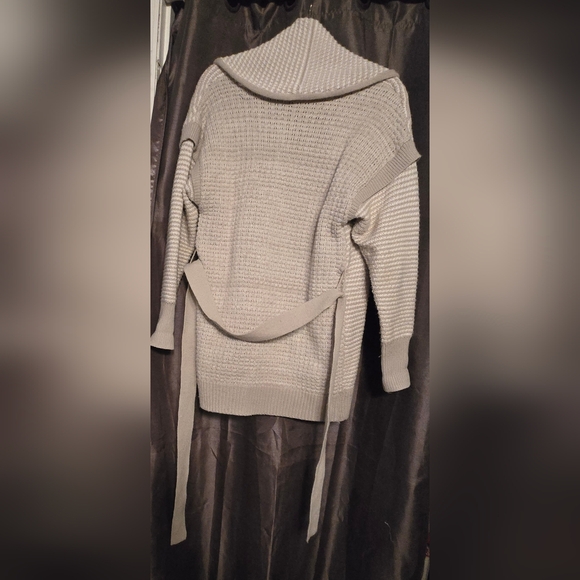 Simply Vera Vera Wang Sweaters - Simply Vera, Vera Wang Soft Grey Cardigan with Belt